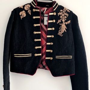 Free People Lauren Band jacket in black & gold